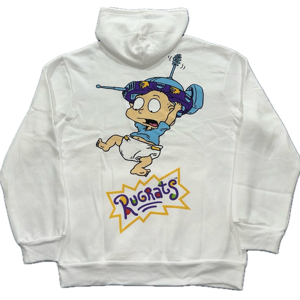Nickelodeon Rugrats Tommy Chucky White Pullover Hoodie Sweatshirt Mens M & L New